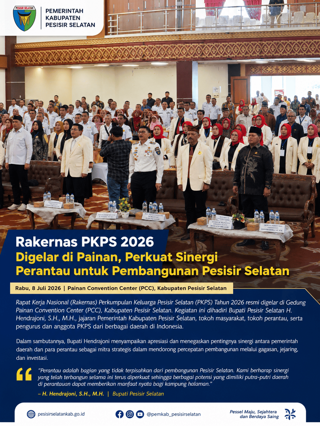 Rakernas PKPS 2026 Digelar di Painan, Perkuat Sinergi Perantau untuk Pembangunan Pesisir Selatan